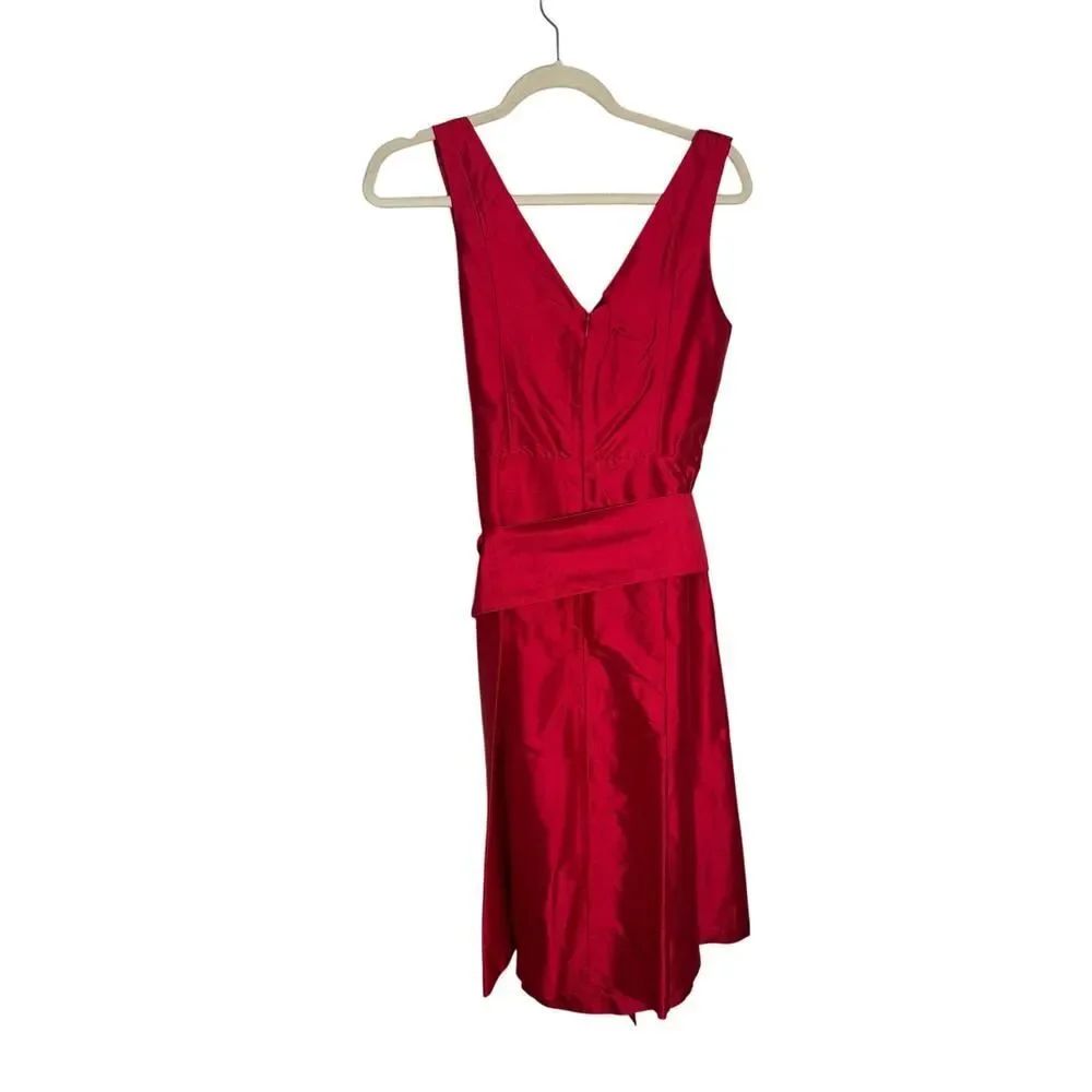 Nwt Lulakate Red Silk Mini Dress With Sash Women’s Sz. 12 — image 5 of 6